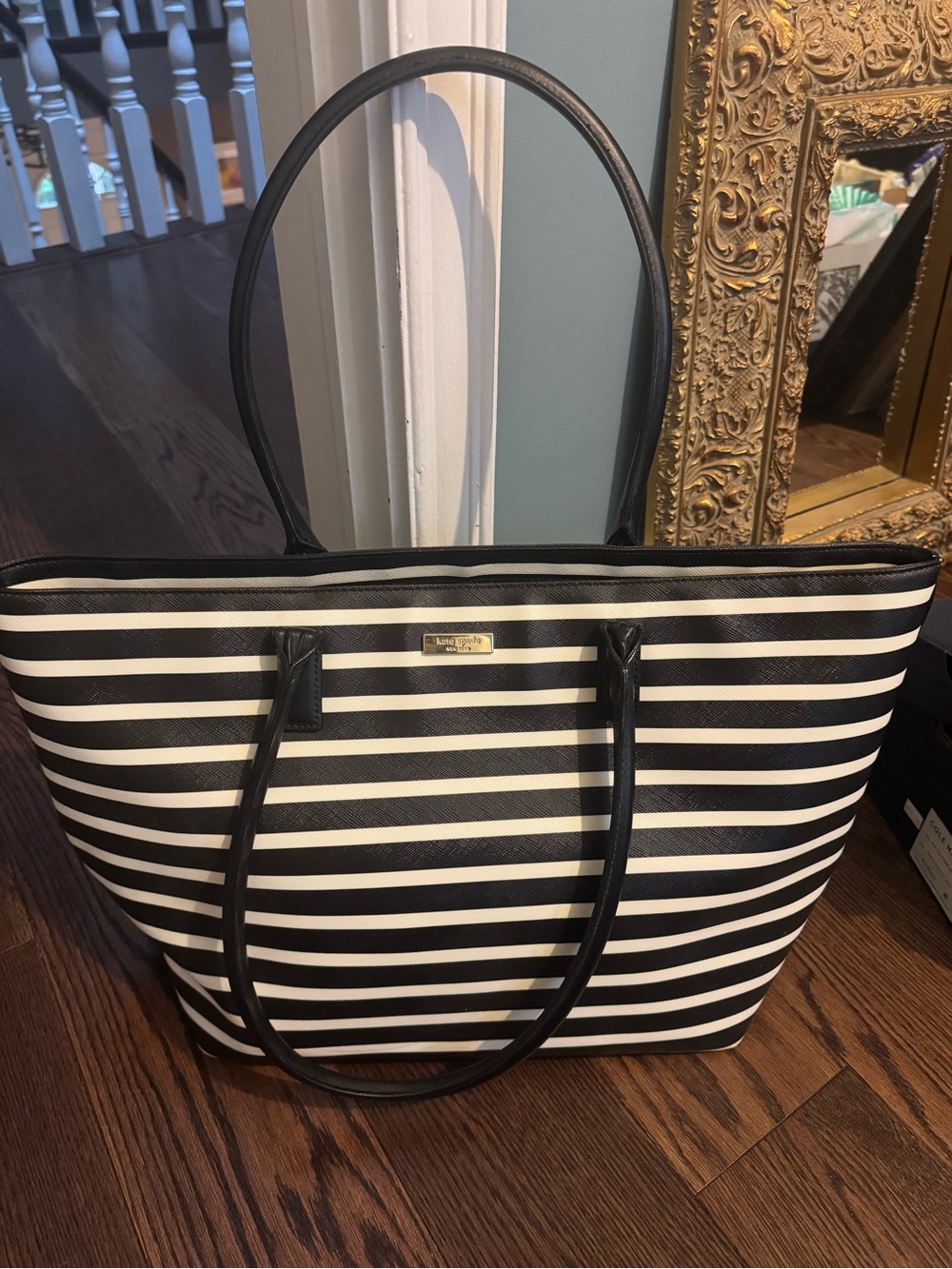 kate spade Black and White Horizontal Stripe Tote